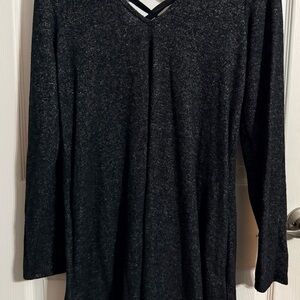 Charcoal Long-Sleeve Back Lace Dress